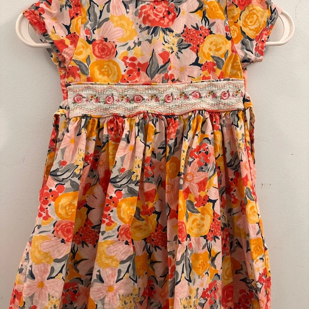 Floral print toddlers dress with embroidery - Picture 2 of 3